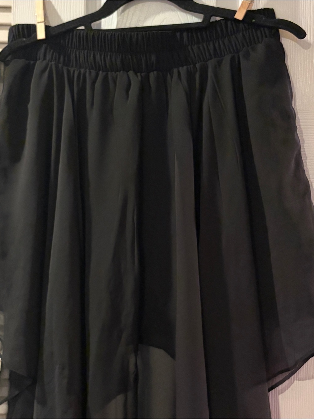 Stoosh Black Chiffon High Low Skirt Large L Handkerchief Hem Asymmetrical - Picture 6 of 11